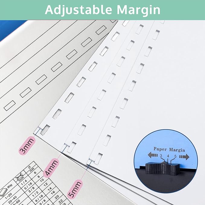 Comb Binding Machine, 21-Hole, 450 Sheets Capacity, Punch up to 12 Sheets, Punch Comb Binder Machines for Letter Size A5/A4 Paper with 100pcs 1/4" Binding Spines