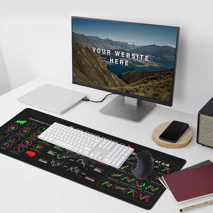 XXL Stock Market Invest Day Trader Trading Mouse Pad Chart Patterns Cheat Sheet, Large Computer Mouse Pad for Home Office, Desk Mat with Stitched Edges 35.4x15.7x0.12in
