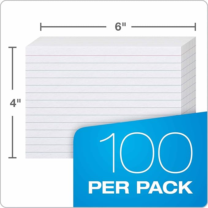 Oxford 41 (1000 PK) Ruled Index Cards, 4" x 6", White, 1,000 Cards (10 Packs of 100) (41) & Poly Index Card Guides, Alphabetical, A-Z, Assorted Colors, 4" x 6" Size, 25 Guides per Set (73154)
