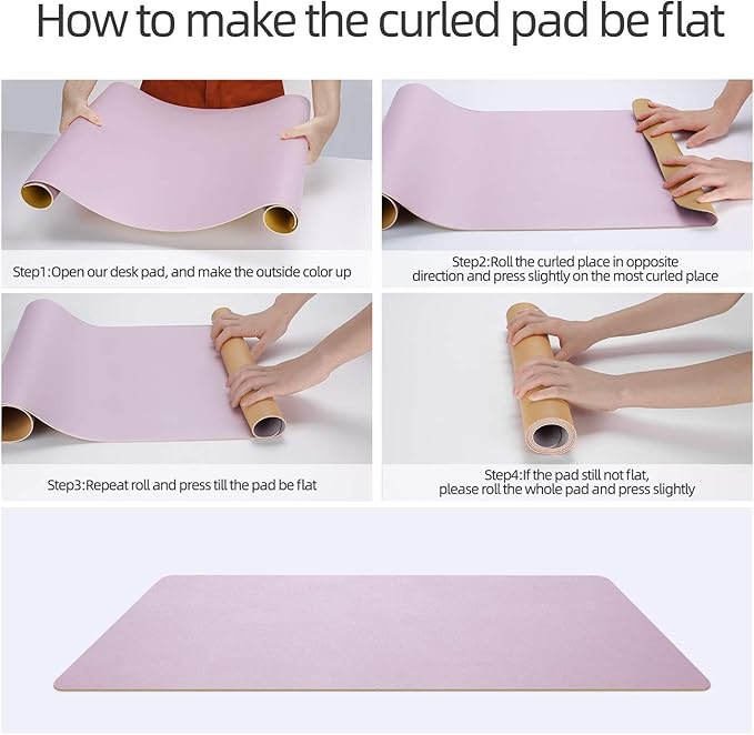 YSAGi Desk Pad, Dual-Sided Desk Mat, 31.5" x 15.7" Laptop Leather Desk Protector, Waterproof Desk Writing Pad for Office (31.5" x 15.7", Grayish Lavendar+Cinnamon Buff)