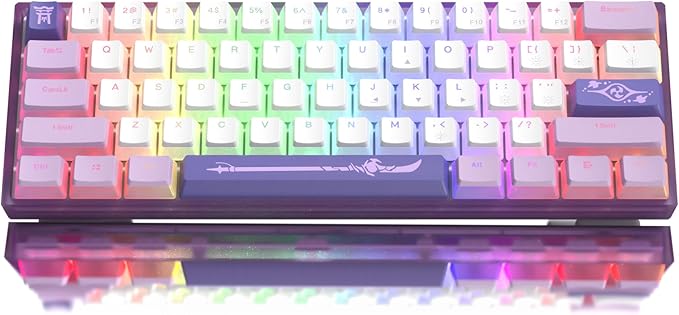 Womier 60% Percent Keyboard,WK61 V2 Mechanical RGB Wired Gaming Keyboard,Hot-Swappable Creamy Key Board with PBT Keycaps,Linear Red Switch for Windows/MAC (Purple)