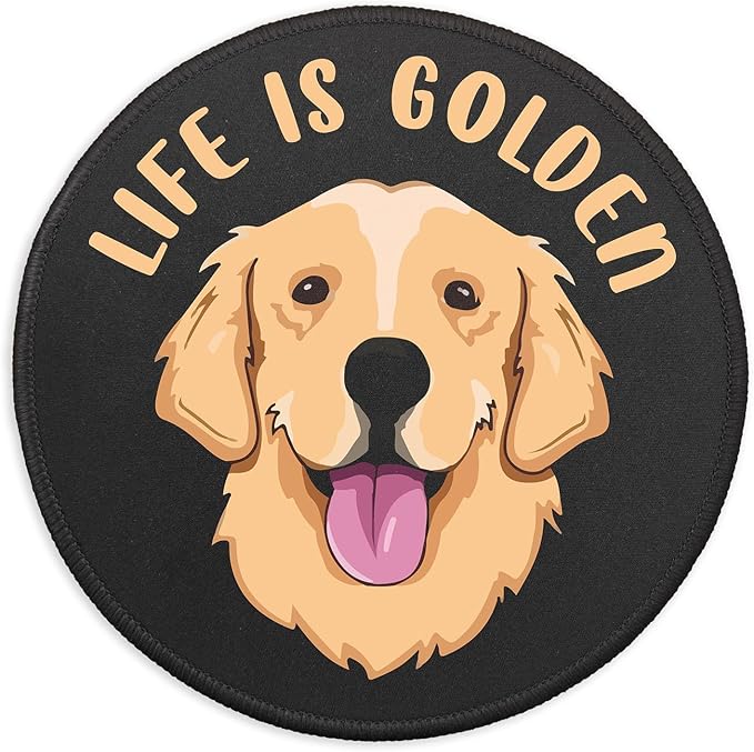 YAZMEEN Golden Retriever Mousepad，Mouse Pad with Stitched Edge Non-Slip Rubber Base，Life is Golden Mouse Mat for Laptop Gaming Supplies，Office Gifts for Dogs Lover，Home Office Desk Accessories