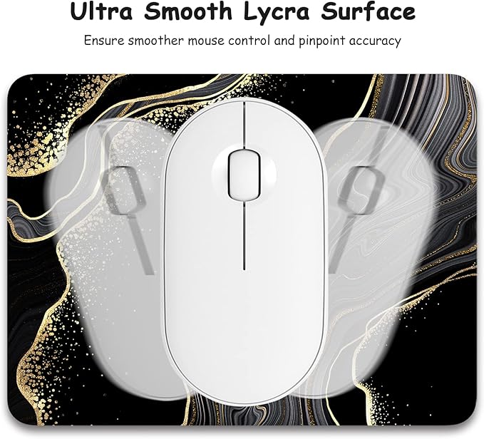 Dapesuom Small Mouse Pad, 6 x 8 Inch Thick Rubber Premium-Textured Non-Slip Portable & Washable Mini Mouse Mat for Women Men Wireless Laptops Keyboard Tray Gaming Computer Office Travel, Black Marble