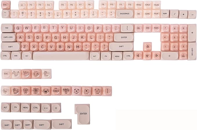 Guffercty kred HOA Profile Keycaps Set 132 PCS - PBT Cute Keycaps 75 Percent Compatible with Cherry MX Switch 60% 65% 75% 100% Mechanical Keyboards for Gaming & Office (Beige Liquid Foundation)