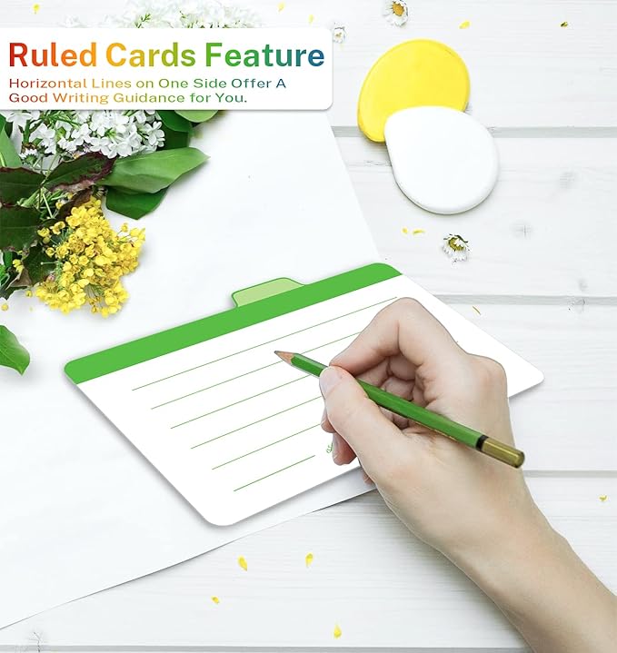 Neando Index Cards Guide Dividers 4x6 inches, The Blank Index Cards Guide, 1/4 Cut Tabbed Note Cards, File and Recipe Guides, 400gsm Paper, Assorted Colors, 20 Counts
