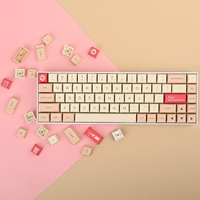 Guffercty kred XDA Profile Yellow Keycaps 60 Percent Dye-sub PBT Keyboard Caps with ISO Keys for 60% 65% 75% 96% Mechanical Keyboard (Soy Milk)