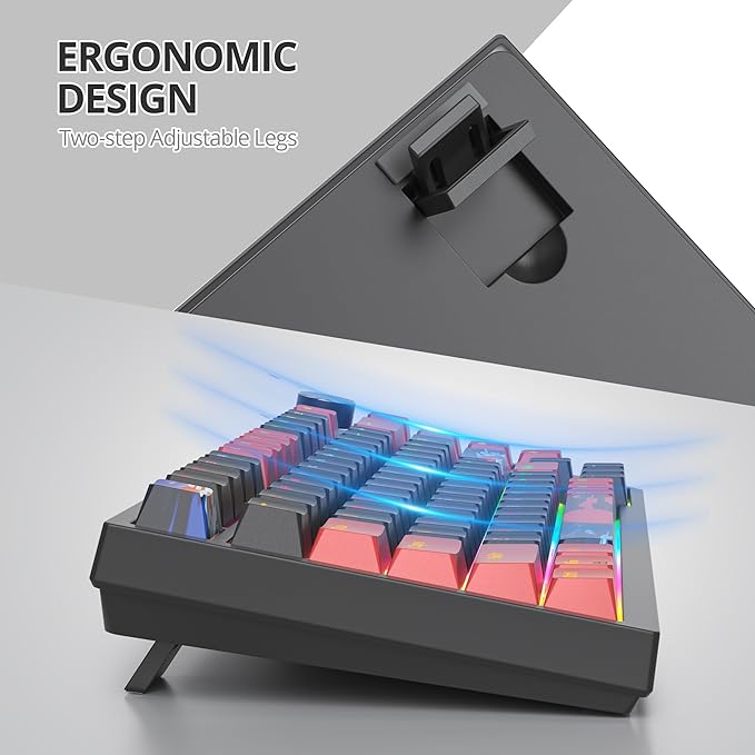 75% TKL Wired Mechanical Keyboard,RGB Backlit Gasket Mount 82 Key Hot Swappable Custom Linear Red Switch Gaming Keyboard with Volume Knob & PBT Keycaps (82 Black)