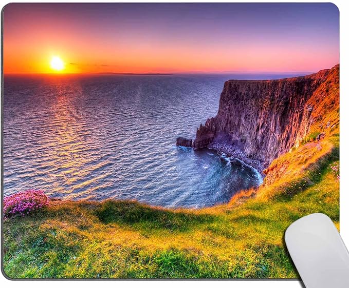 Cliffs of Moher Ireland Sunset Seascape Mouse Pad for Computer & Laptop, Non-Slip Rubber Base Mousepad, Mouse Pads for Home, Office & Gaming 7.9 x 9.5 in