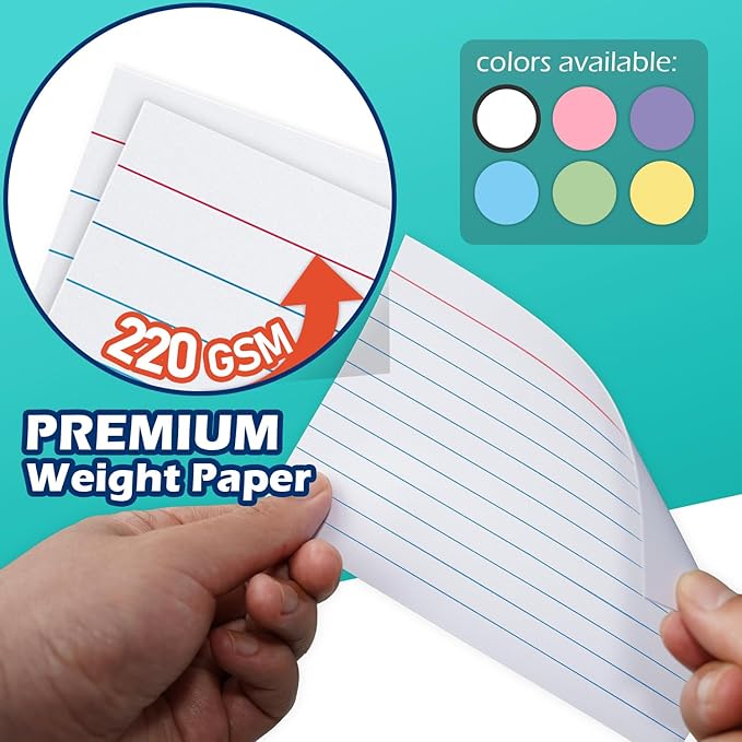 Purple Index Cards 4x6 Lined Ruled Flash Note Cards 100 Count, 220 GSM Heavy Weight