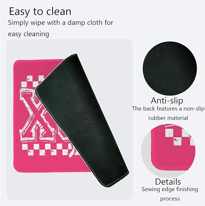 Pink Retro XOXO Mouse Pad,Coquette Valentines Varsity Desk Mat,Retro Valentine's Day Mouse Pad for Dorm Home Office Decor,Valentine's Day Gift,10.2x8.3 Inch