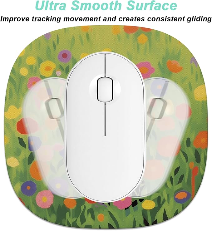 Rimilak Small Mouse Pad 6.6 Inch, Takes up Wrist Space, Waterproof Compact Mini Mat for Laptop Computer Wireless Keyboard Home Office Travel, Green Grass Cat