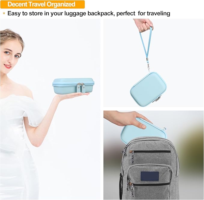 Elonbo Carrying Case for SUPVAN E10/ Phomemo D30 Bluetooth Label Maker Machine, Portable Mini Thermal Label Printer Storage Holder, Wireless Small Handheld Sticker Maker Travel Bag, Blue