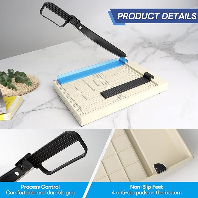 Guillotine Paper Cutter,12" Heavy Duty Paper Cutter with Corner Rounder,12 Sheet Capacity,Guillotine Paper Trimmer for Crafting, Classroom and Office