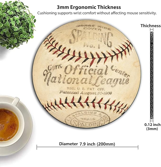 Baseball Round Mouse Pad Vintage Commemorative Design, Retro Baseball Mouse Pads