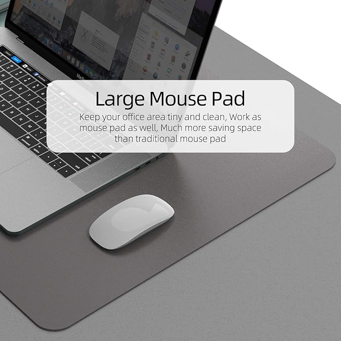 YSAGi Desk Mat, Dual-Sided Desk Pad, 31.5" x 15.7" Laptop Leather Desk Pad Protector, Large Leather Desk Blotter for Keyboard and Mouse, Waterproof Desk Writing Pad (Dark Grey, 31.5" x 15.7")