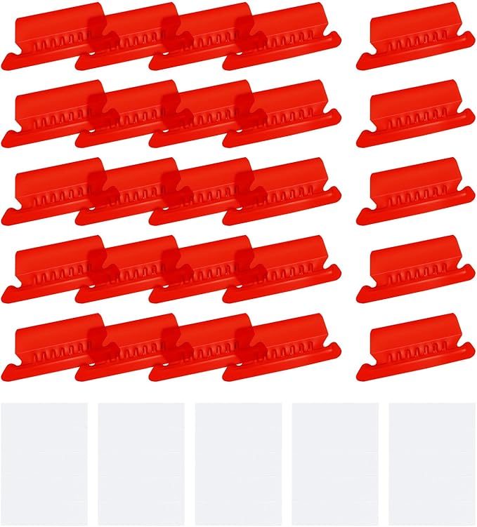 uxcell Hanging File Folder Tabs, 2 Inch Insertable Tabs and Inserts Plastic Clear File Organizer Labels Filing for Folder Quick Identification, Red, 50 Pcs