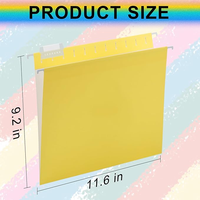 Colored File Folders,6 Pack Yellow Letter Size Hanging File Folders with 1/5-Cut Tabs,Ideal for Home and Office Organization and Papers Classification