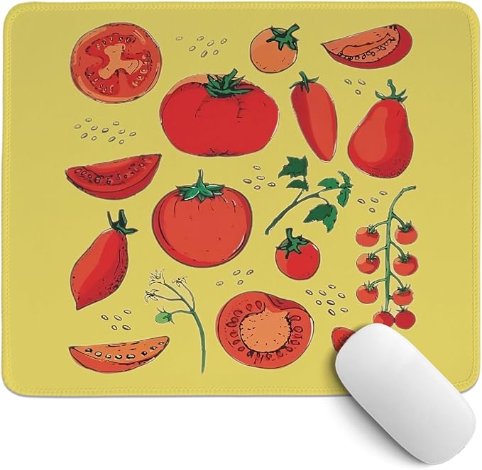 Yellow Tomato Mouse Pad,Summer Cottagecore Mouse Pads,Girly Summer Fruits Decor Desk Mat for Home Office Dorm Desktop,10.2x8.2 Inch