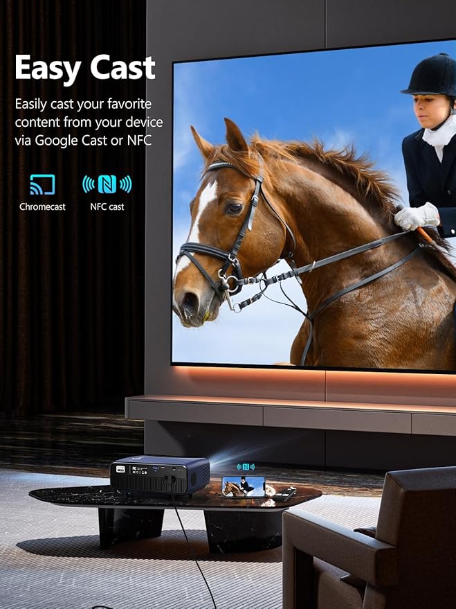4K HDR Gaming Projector with Google TV, 2200 ANSI LED Proyector Daylight, 60Hz Low Latency Console Ready, HDMI ARC & DB Audio, WiFi6 Bluetooth, Auto Focus/Keystone, Ceiling Mount for Esports Streaming