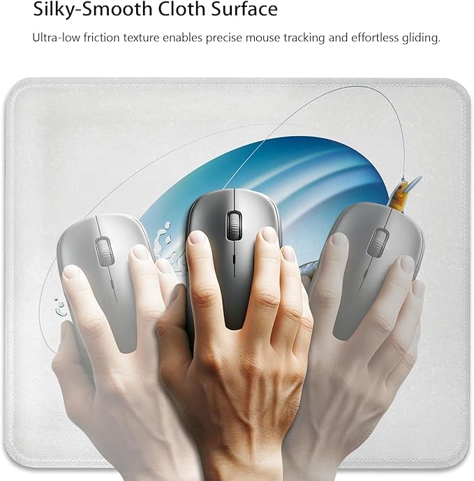 Fishing Design Anti-Slip Gaming & Office Mouse Pad with Stitched Edges 9.5 x 7.9 Inch, Large Mouth Sea Bass Catching a Bite in Water Spray Motion Splashing Wild Durable Smooth Surface Desk Mat