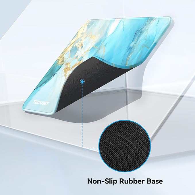 TECKNET Mouse Pad with Anti-fray Stitching, Waterproof Surface & Non-Slip Rubber Base with Stitched Edges Gaming Mouse Mat for Laptop，Compatible with Laser and Optical Mice - Blue-Green Marble