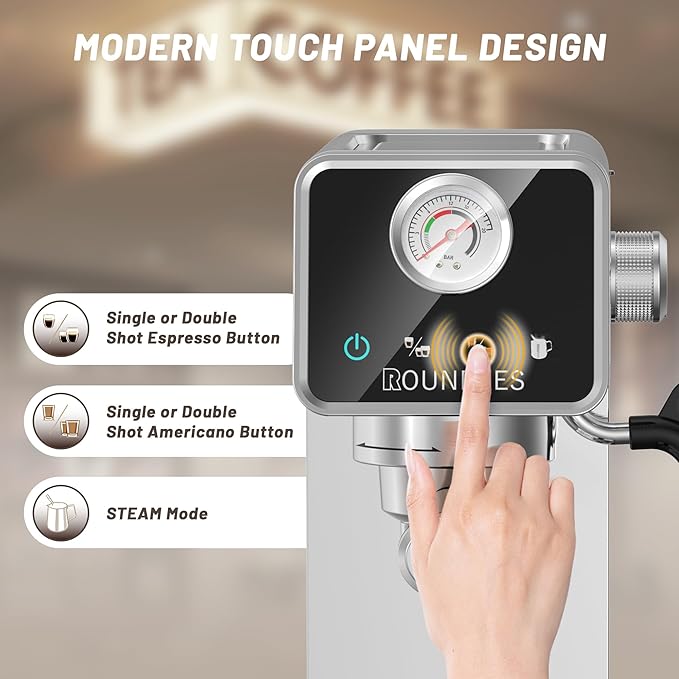 20 Bar Espresso Machine, Semi-Automatic Espresso Machine with Milk Frother, Compact Espresso Coffee Maker For Café-Quality Lattes and Cappuccinos at Home & Office, Silver