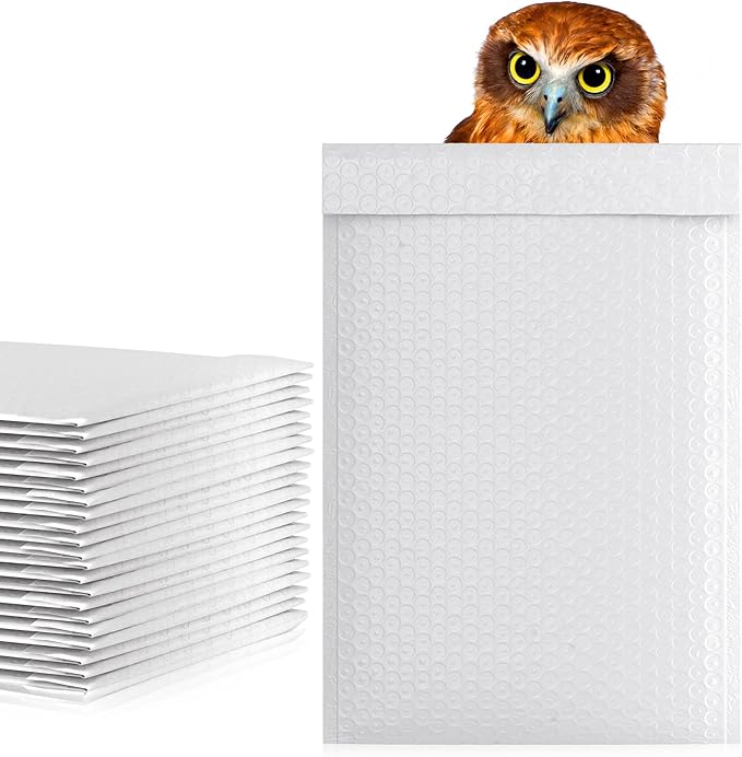 White Poly Bubble Mailers 7.25 x 11 Inch. Pack of 400 Padded Envelopes Waterproof. Self Seal Padded Mailers with Durable Seams. Lightweight Padded Shipping Envelopes for Mailing Fragile Things