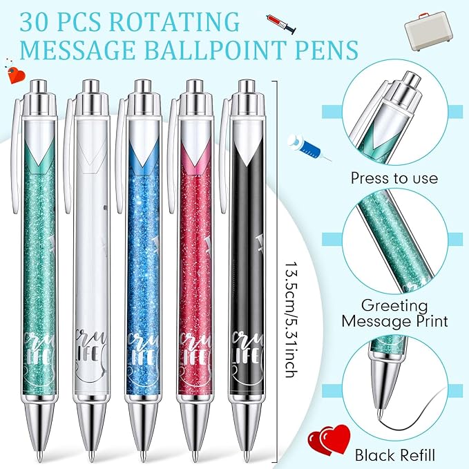 Geyoga 60 Pcs Funny Nurses Week Gifts Bulk 2026 Nurse Notepads with Pens Mini Sticky Notes Ballpoint Pens Nurse Appreciation Gifts for Certified Pharmacy Medical Assistant Office Work(Stylish)