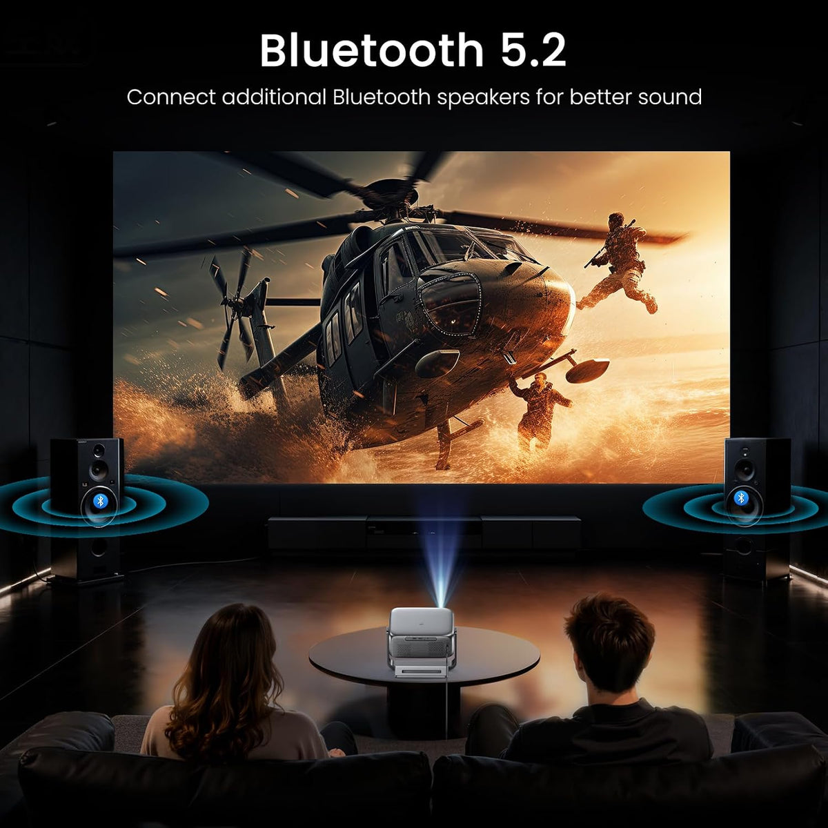 2500 ANSI Google TV Built-in Smart Movie Projector for Home Theater 4K Decoding, WiFi 6 and Bluetooth 5.2, Dolby Sound, Built-in Speakers, Outdoor Projector with Apps for Camping, Gaming