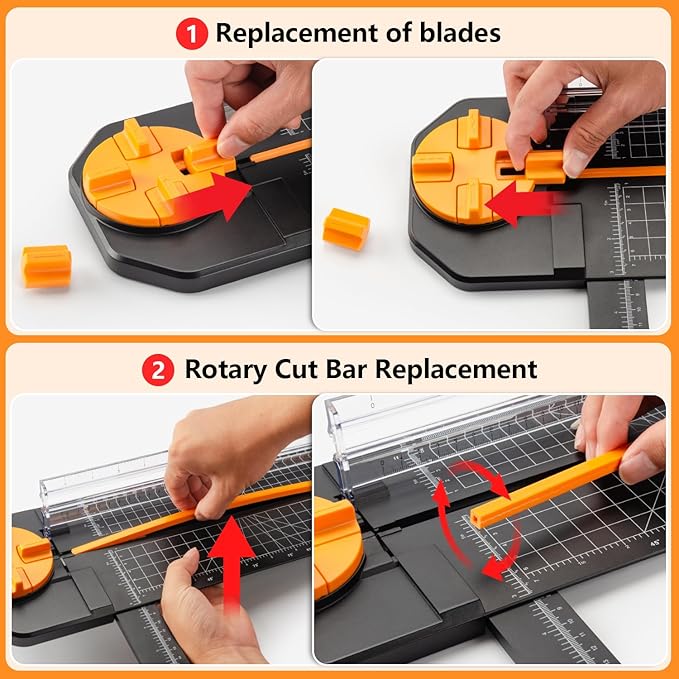 Ecraft 4-in-1 Paper Cutter - 12" Paper Trimmer Multi-Function Scrapbooking Tool with Straight, Wave, Perforated & Creasing Blades for Craft Paper,Cardstock, Coupon, Label, Photo,Postcard (Black)