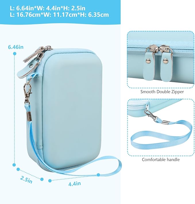 Hard Case Compatible with Nelko P21/for Phomemo D30/for SUPVAN E10/for NIIMBOT D11 Label Maker Machine, Portable Bluetooth Label Printer Storage Holder Bag with Mesh Pocket for Tapes, Blue