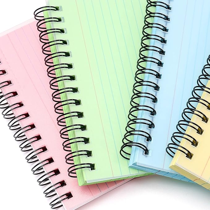 Koogel 3x5 Index Cards Ruled With Ring, 400 PCS Colored Spiral Flash Cards with Waterproof Covers, Heavy Weight Notecards with Spiral for Studying Learning Memory School College, 4 Colors