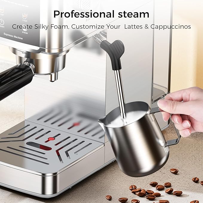 COWSAR 20 Bar Espresso Machine-Stainless-Steel Expresso Coffee Machines with LED Display,Steam Milk Frother,Cappuccino & Latte & Espresso maker,Compact Coffee Machines for Home