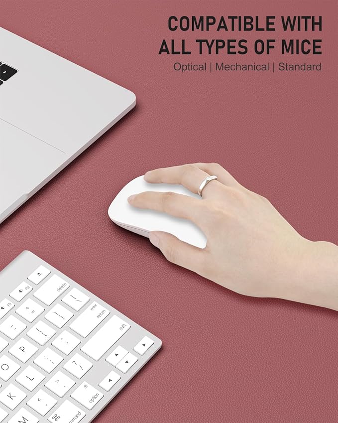 Desk Pad, 30" x 14" PU Leather Non-Slip Desk Mat Large Mouse Pad for Desktop, Waterproof Laptop Computer Writing Mat for Office, Home, Work, Gaming, Deep Red