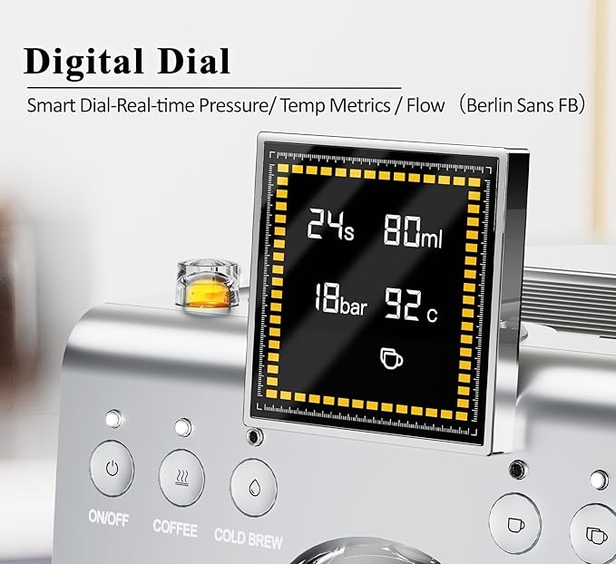 20 Bar Espresso Machine with Milk Frother Steam, Compact Stainless Steel Espresso maker with LED Display Cold Brew & Hot Coffee Maker, Professional Cappuccino Expresso Machine for Home and Office