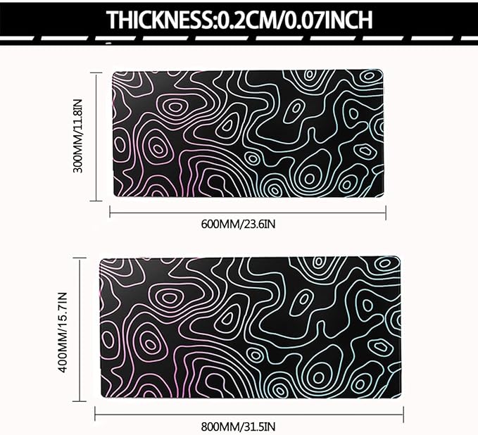 Large Mouse Pad for Desk - Gaming Mouse Pad with Stitched Edges, Anti-Slip Base for Keyboard and Mouse(Dazzle Black, 31.5L x 15.8W inches)