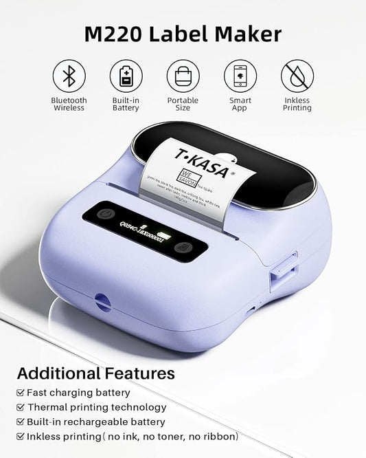 Phomemo Label Maker, Bluetooth Thermal Printer for Barcode, Address, Home, Mailing, Small Business,Clothing, Portable Label Maker Machine with 3 Label