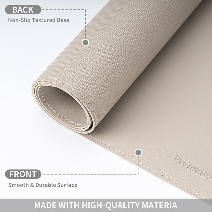 Oversized Non-Slip Desk Pad Protector with Premium Gift Box – Vegan Leather Waterproof Laptop Mat for Keyboard & Mouse, Grips Desk Firmly – Large Office Pad– Stone Gray