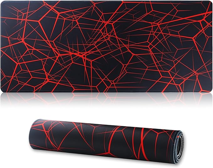 Gaming Mouse Pad,Large Mouse Pad Size 31.5x11.8 Thickness 0.12 inches,Premium-Textured Non-Slip & Waterproof Computer Mousepad with Stitched Edges for Gaming,Office & Home-80x30 Rednet003