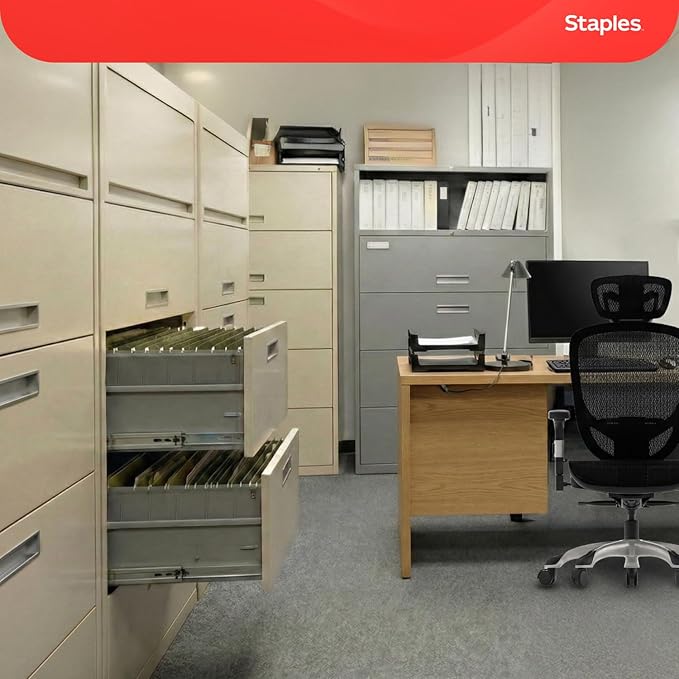 Staples Hanging File Folders, Legal Size, 1/5‑Cut Tabs, Standard Green, Includes Tabs & Paper Inserts – 50/Pack