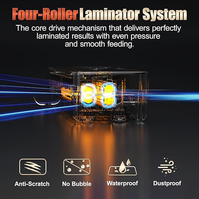 Commercial Laminator Machine 13 Inch 4-Roller, 55s Fast Warm-Up Never-Jam Lamination Machine, 3-10 Mil Thickness, Supports 11x17 & A3 Document Laminating, Includes 30 Laminating Sheets White