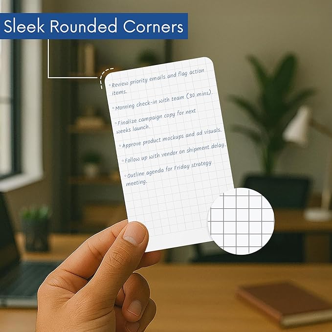 Notsu Graph Grid Index Cards 4x6 inch, 40 ct | Thick Graphing Note Cards w/Rounded Corners | Premium Heavy Duty Paper 350 gsm