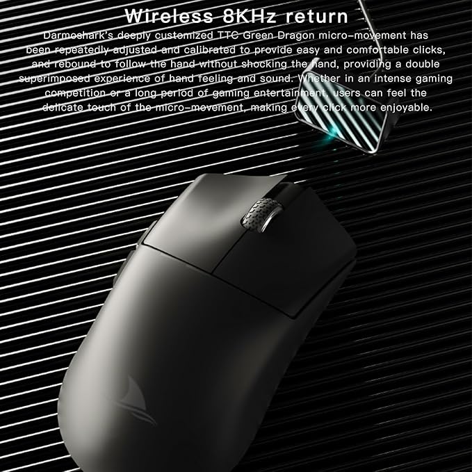 Darmoshark M3PROMAX Wireless Gaming Mouse,Tri-Mode 2.4G/USB-C/Bluetooth Mouse Up to 30000DPI,PAW3950 Optical Sensor Lightweight 54g,7 programmable Button,Computer Mouse for Laptop,PC,Windows,Mac