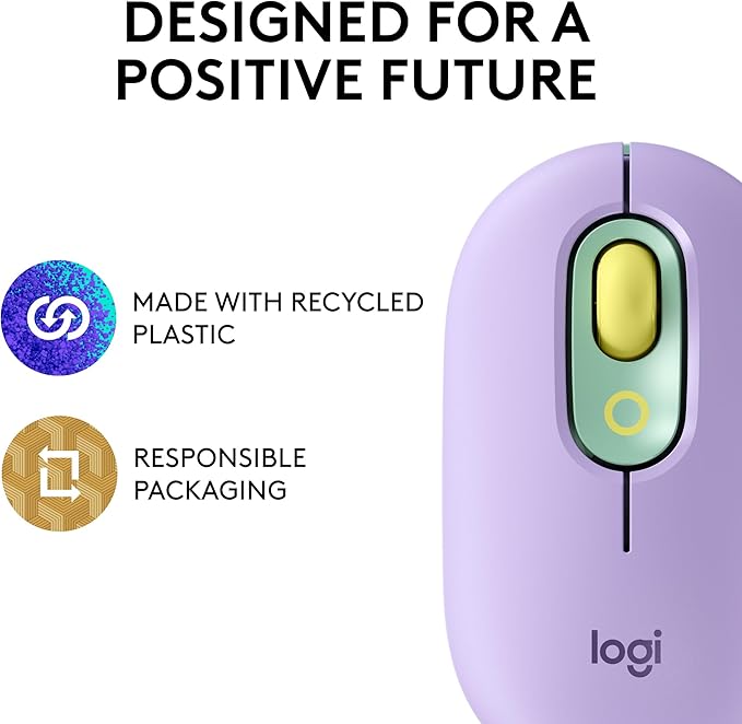 Logitech POP Mouse, Wireless Mouse with Customizable Emojis, SilentTouch Technology, Precision/Speed Scroll, Compact Design, Bluetooth, Multi-Device, OS Compatible - Daydream Mint