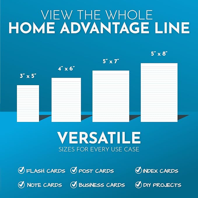 Home Advantage Vertically Ruled White Mini Index Cards, Note Cards (4x6)