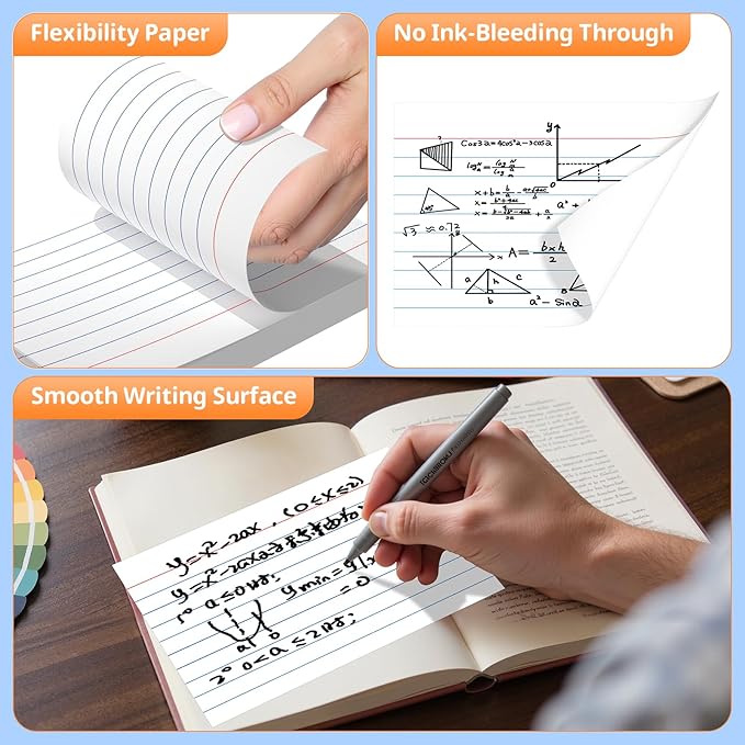 Index Cards 4x6, White Flash Cards, Lined Flashcards Notecards, Note Cards for Studying, 180GSM Study Card, 200 Count, 5 Pack of 40