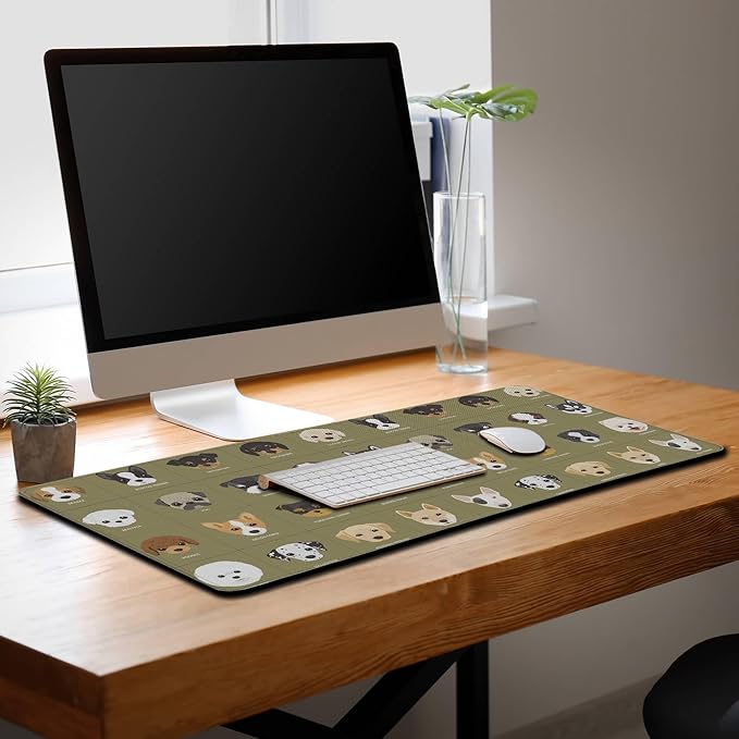 Gaming Mat Cartoon Puppy Dogs Cute Desk Mat, Large Desk Pads Keyboard Mouse Pad, Computer Desk Mat Non-Slip Rubber Base Waterproof with Stitched Edges, 35.4" X 15.7" for Work/Game/Office/Home