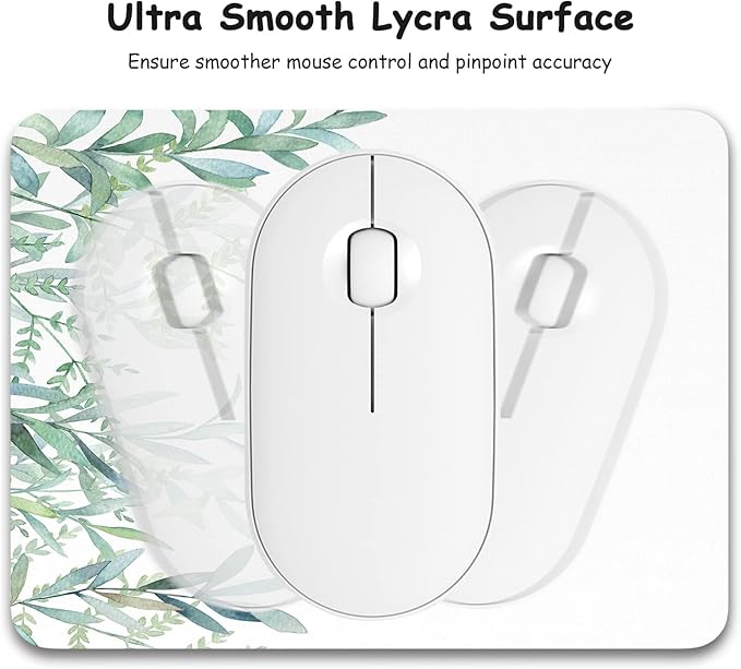 Dapesuom Small Mouse Pad, 6 x 8 Inch Thick Rubber Premium-Textured Non-Slip Portable & Washable Mini Mouse Mat for Women Men Wireless Laptops Keyboard Tray Gaming Computer Office Travel, Green Leaves