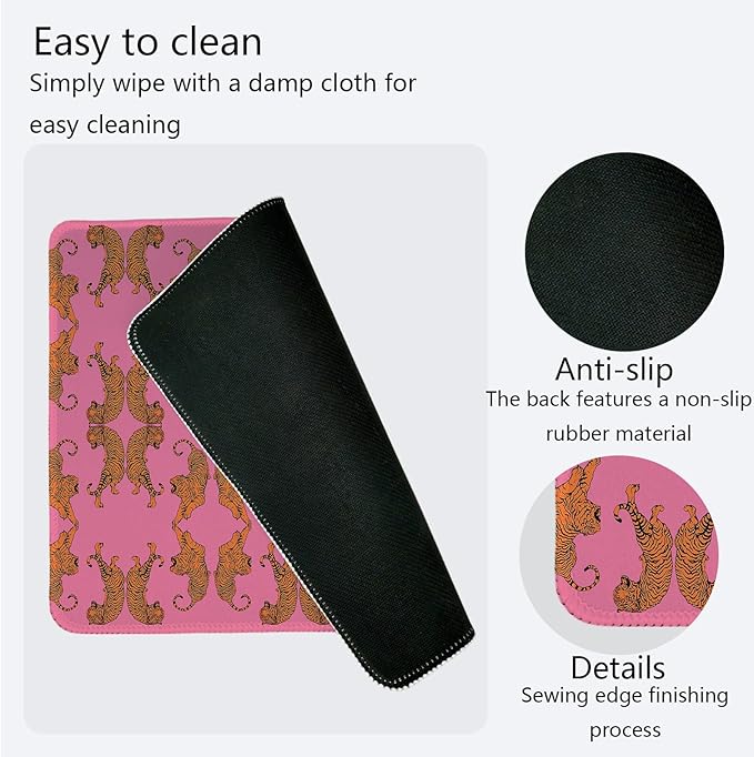 Cheetah Desk Mat,Girly Pink Mouse Pad,Leopard Mouse Pad for Girls Dorm Home Office Decor,Pink Tiger Mouse Pads,10.2x8.2Inch