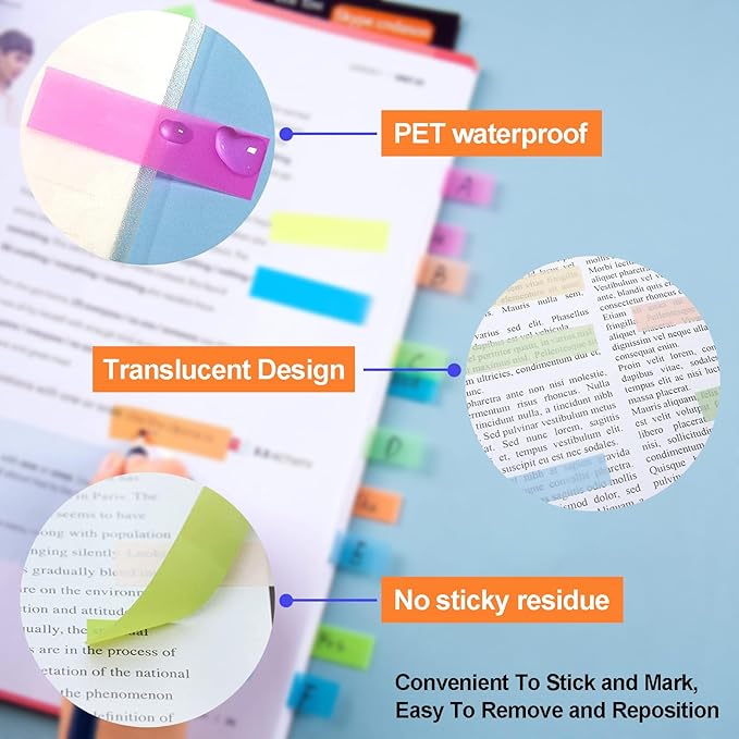 Sticky Tabs 2400 pcs Book Tabs for Page Markers,Morandi Sticky Note Tabs Page Markers for Notebooks,Book Markers,Colorful Book Tabs, Annotation supplies，Transparent Sticky Tabs for Books,Post It Notes